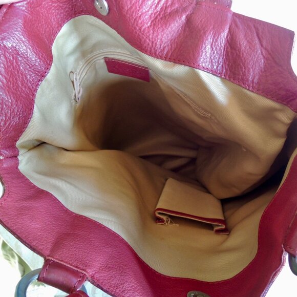 Cristian Red Italian Leather Shoulder Bag Satchel - Picture 9 of 14